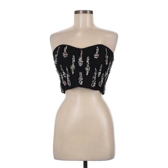 NWOT Fashion Nova Luxe Studded Beaded Corset Top Flares Set M - Picture 2 of 5